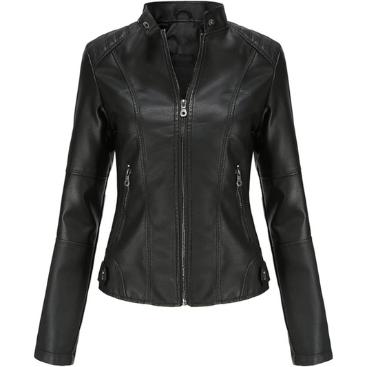 Women's Black Plain Bomber Leather Jacket